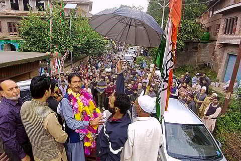 2024 J&K Elections: Congress leader Ghulam Ahmed Mir during a visit to Dooru constituen